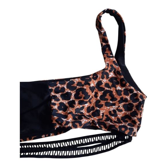 SHEIN Black and Brown Asymmetrical Bikini - Picture 3 of 3